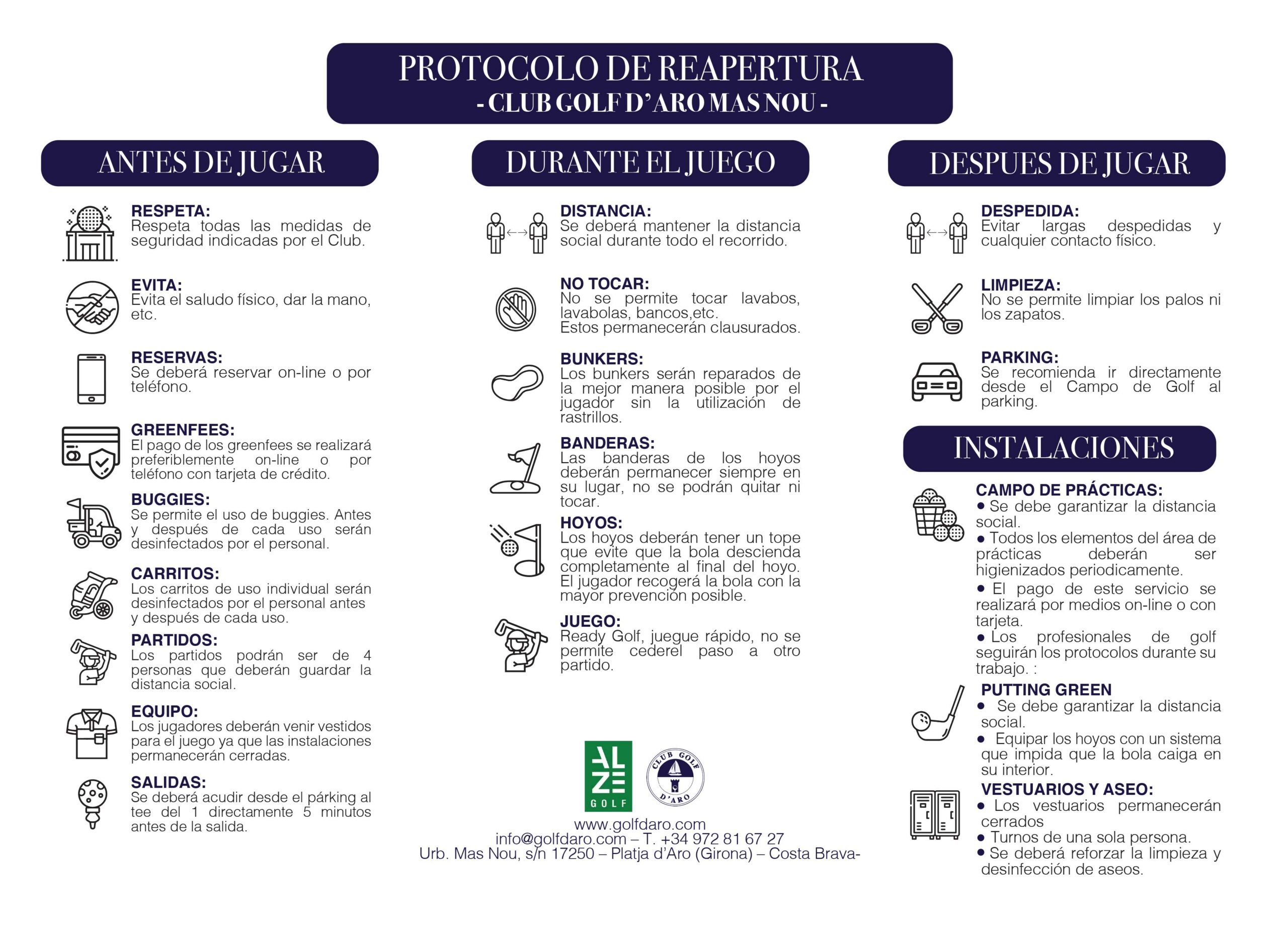 Protocolo apertura Golf d'Aro